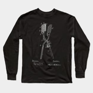 Curling Tongs Vintage Patent Hand Drawing Long Sleeve T-Shirt